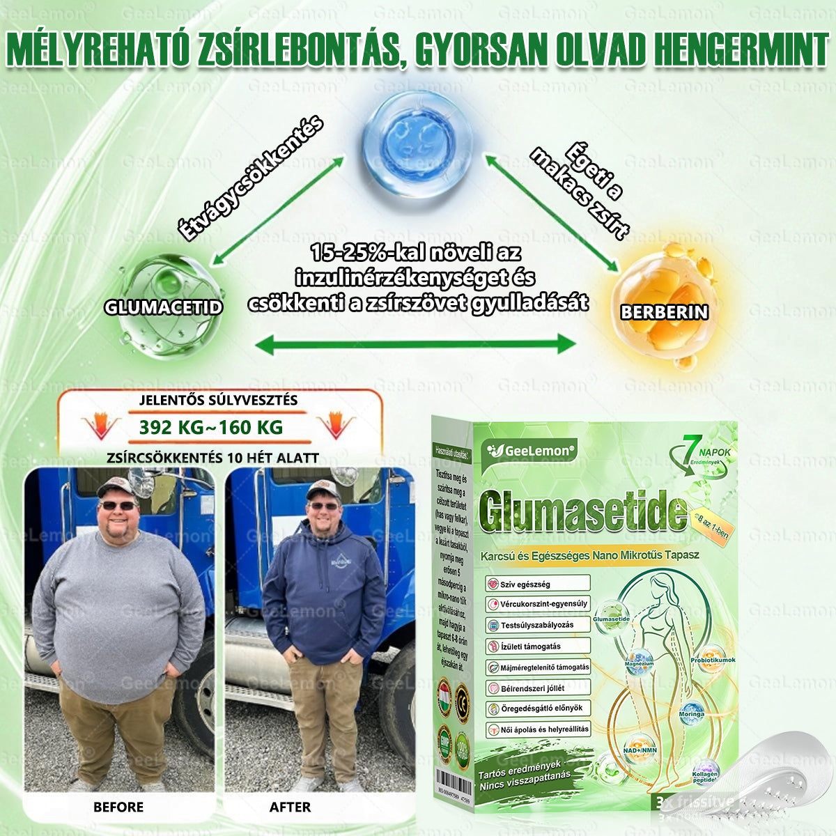✅✅Magyar hivatalos bolt🍃 𝐆𝐞𝐞𝐋𝐞𝐦𝐨𝐧® 8 az 1-ben karcsúsító nano mikrotűs tapasz 🇭🇺 Napi egyszeri használat ✅ 7 napon belül látható eredmény – Alkalmas elhízás, szív- és érrendszeri problémák, cukorbetegség és ízületi problémák kezelésére